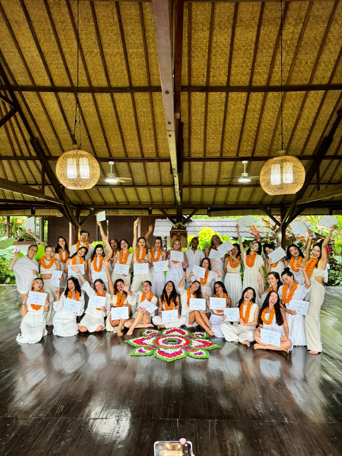 Julia Tsoi with her 200hr Yoga Teacher Training graduating group in Ubud, Bali